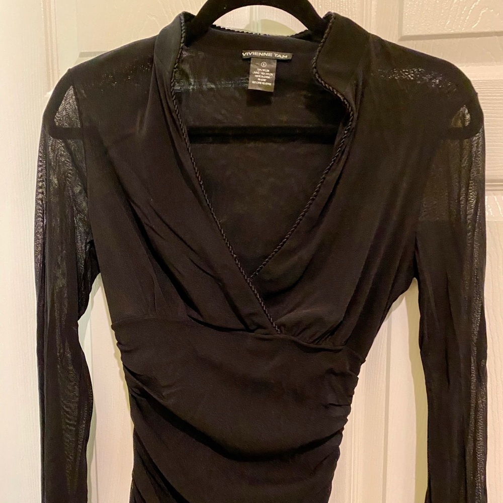 Black mesh designer top